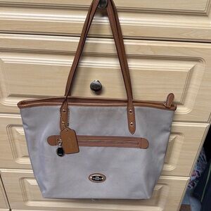 Tan and Brown coach Tote Bag